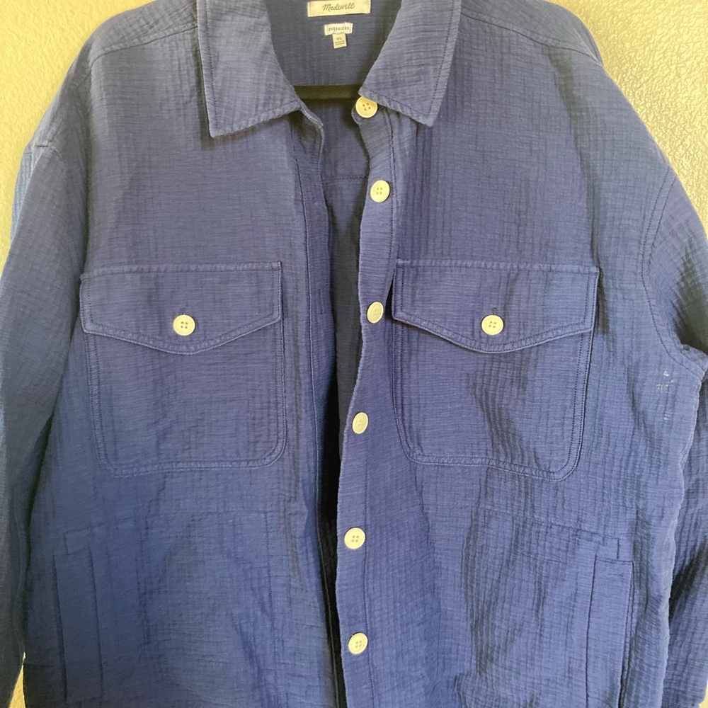 Madewell oversized button up shacket blue size XL